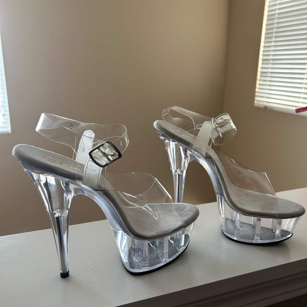 Pleaser brand clear platform heels. 6 inch.  Size 8